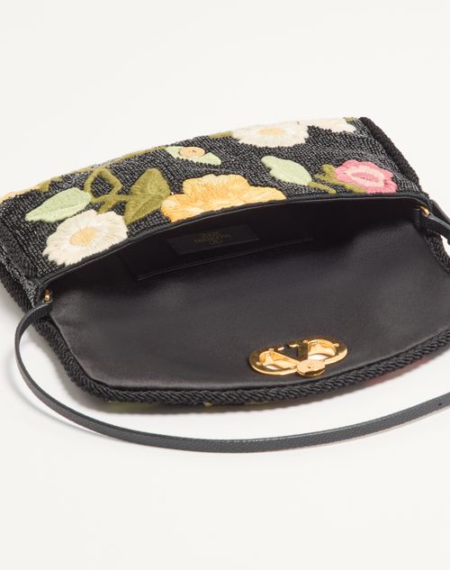 Valentino Garavani - Valentino Garavani Devain Small Embroidered Shoulder Bag - Black/multicolour - Woman - Shoulder Bags